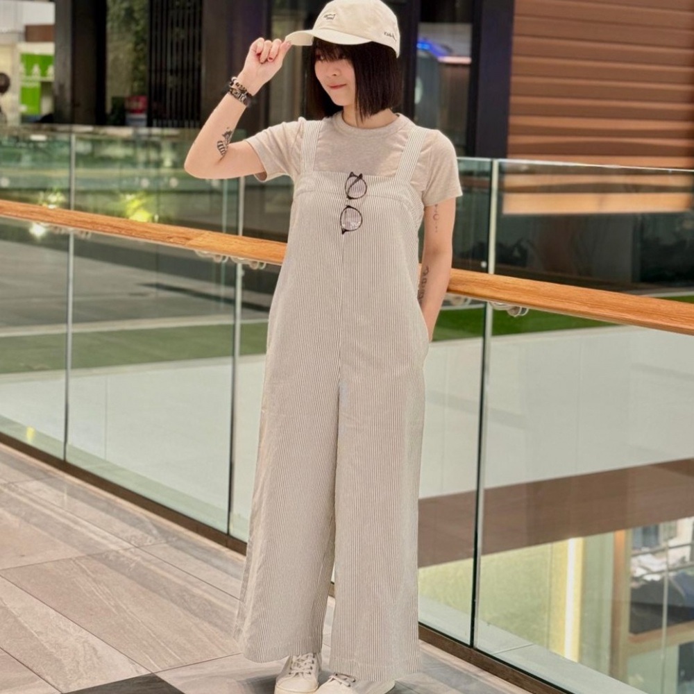 Uniqlo Japan NWOT Striped Jumpsuit with Belt
